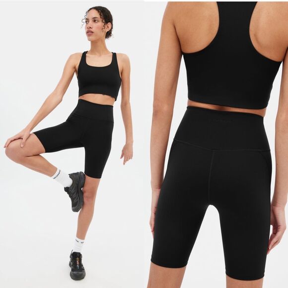 Girlfriend Collective Black High-Rise Bike Shorts Size Small - Picture 1 of 7